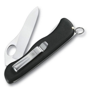 Солдатский нож с фиксатором лезвия Sentinel One Hand Clip, черный G-7750.30 фото 1