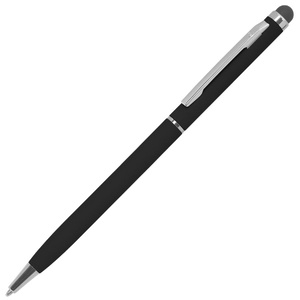 Ручка шариковая со стилусом TOUCHWRITER SOFT, покрытие soft touch черный, серебристый