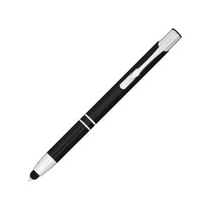 Шариковая кнопочная ручка-стилус Moneta из анодированного алюминия, черный черный/серебристый