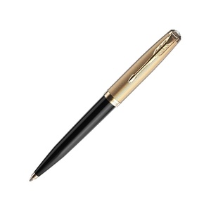 Шариковая ручка Parker 51 DELUXE BLACK GT, стержень: M, цвет чернил: black, в подарочной упаковке. черный, золотистый