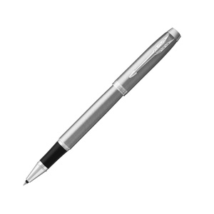 Ручка-роллер Parker IM Stainless Steel CT, стержень: F, цвет чернил: black, в подарочной упаковке серебристый, черный