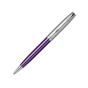 Шариковая ручка Parker Sonnet Essentials Violet SB Steel CT, цвет чернил black, перо: M, в подарочной упаковке. серебристый, фиолетовый