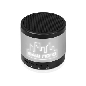 Портативная колонка «Ring neon» с белой подсветкой корпуса, серебристый черный/серебристый