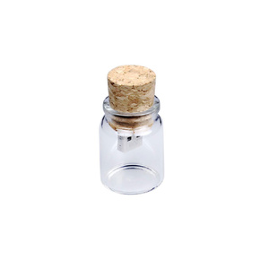 Флешнакопитель в виде пробки в бутылочке (Bottle.512.W, I= 512 Мбайт, Деревянный корпус, стеклянные вставки. Без перс.) натуральный, прозрачный