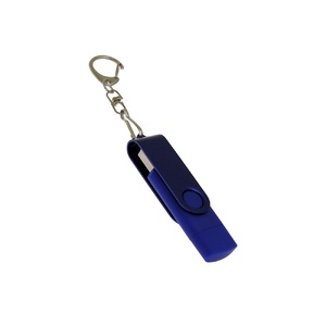 USB-флешка на 32 Гб 2 в 1 поворотный механизм, c дополнительным разъемом Type-C с одноцветным металлическим клипом, синий OA-6138.32.02 фото 2