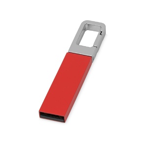 Флеш-карта USB 2.0 16 Gb с карабином "Hook", красный/серебристый OA-620116 фото 1