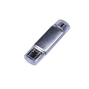 USB-флешка на 32 Гб c двумя дополнительными разъемами MicroUSB и TypeC, серебро серебристый OA-6595.32.00 фото 1