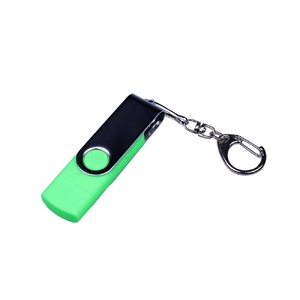 USB-флешка на 16 Гб поворотный механизм, c двумя дополнительными разъемами MicroUSB и TypeC, зеленый OA-6596.16.03 фото 2