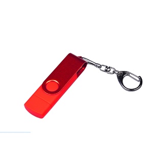 USB-флешка на 16 Гб 3 в 1 поворотный механизм, c двумя дополнительными разъемами MicroUSB и TypeC C с одноцветным металлическим клипом, красный OA-6597.16.01 фото 1