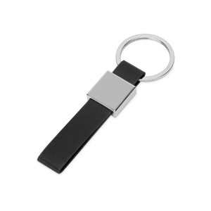 Брелок из металла и иск.кожи "Strap", серебристый/черный