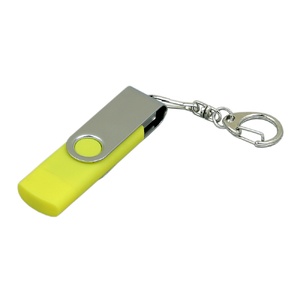 Флешка с  поворотным механизмом, c дополнительным разъемом Micro USB, 16 Гб, желтый желтый/серебристый OA-7030.16.04 фото 2