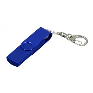 Флешка с поворотным механизмом, c дополнительным разъемом Micro USB, 16 Гб, синий OA-7031.16.02 фото 2