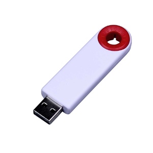 USB-флешка промо на 32 Гб прямоугольной формы, выдвижной механизм, красный белый/красный