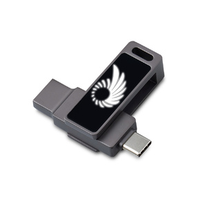 Флешка 32 ГБ USB Type-C и USB 3.0 с подсветкой лого «Спинлайт» темно-серый