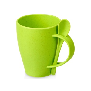 Пшеничная кружка Nina с ложкой, 300ml зеленое яблоко 375C OA-897313 фото 2