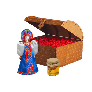 Подарочный набор: кукла фарфоровая, мед, синий OA-94750 фото 2