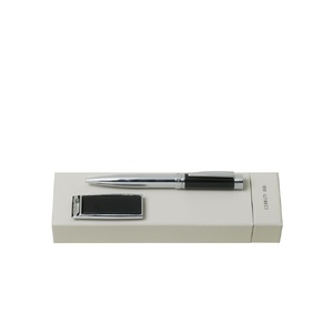 Подарочный набор: USB-флешка на 16 Гб, ручка шариковая. Cerruti 1881 черный, серебристый