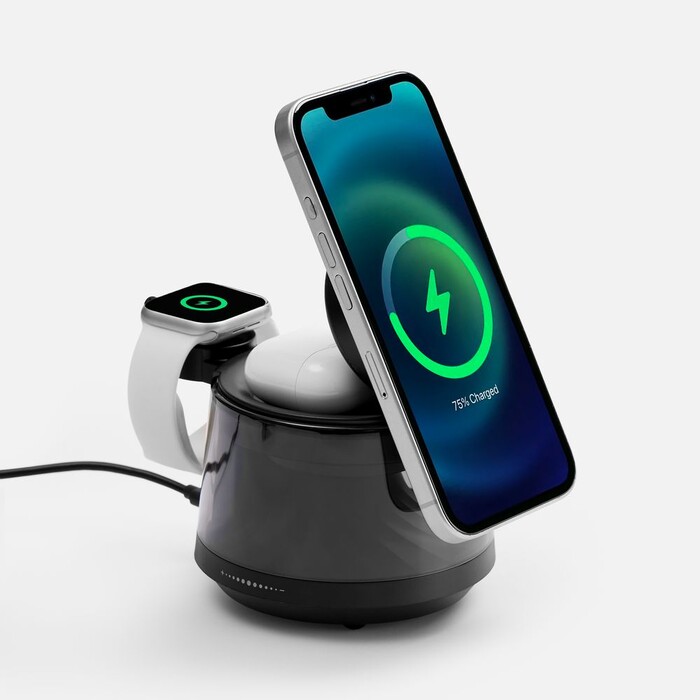 Bluetooth-колонка с подсветкой и беспроводной зарядкой Quantium, черная G-18395.30 фото 1
