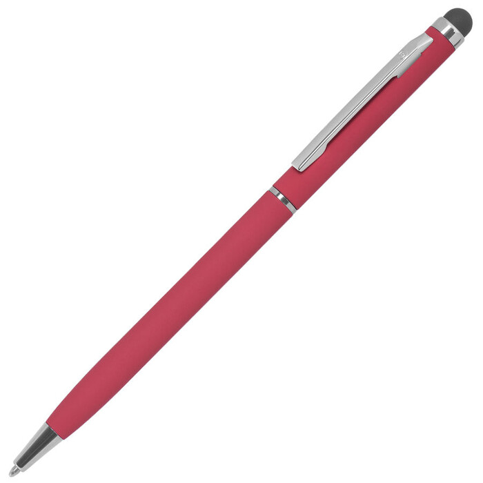 Ручка шариковая со стилусом TOUCHWRITER SOFT, покрытие soft touch красный, серебристый HG-1105g/08 фото 1