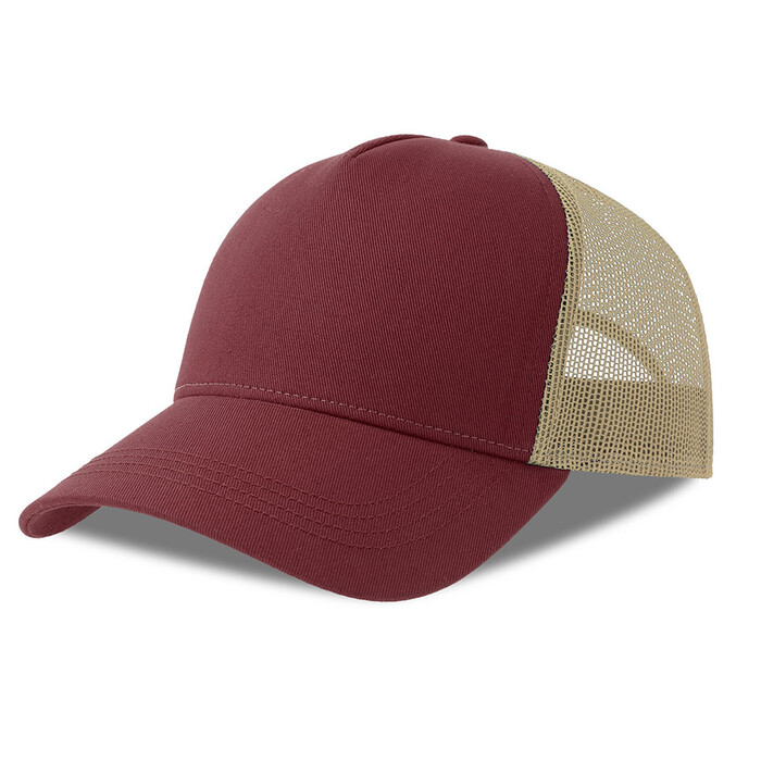 Бейсболка RAPPER COTTON-S, 5 клиньев, пластиковая застёжка бордовый, бежевый HG-254179-S.1328 фото 1