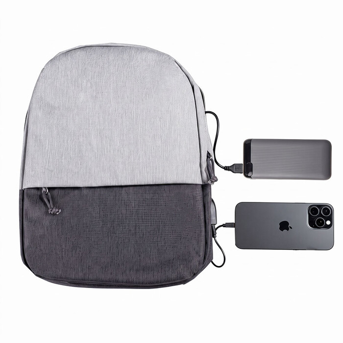 Набор подарочный POWER BEAM: рюкзак c USB портом и power bank серый HG-39553/30 фото 1
