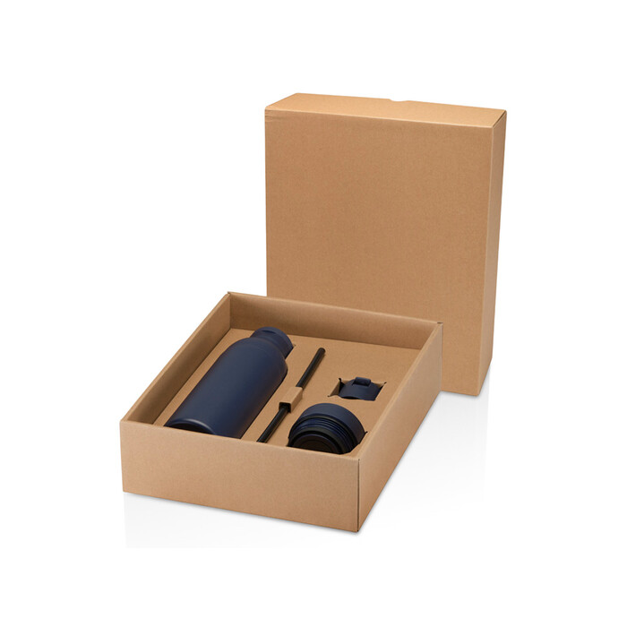 Illuminate бутылка для воды объемом 650 мл из переработанной нержавеющей стали RCS с двойными стенками и набором из 3 крышек - Синий Navy темно-синий OA-10089055 фото 1