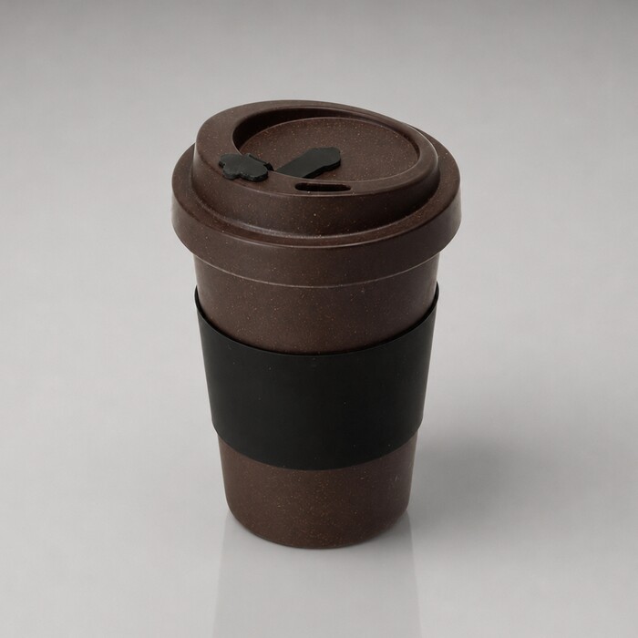 Стакан из кофе с силиконовой манжетой «Latte», коричневый коричневый, черный OA-16001 фото 1