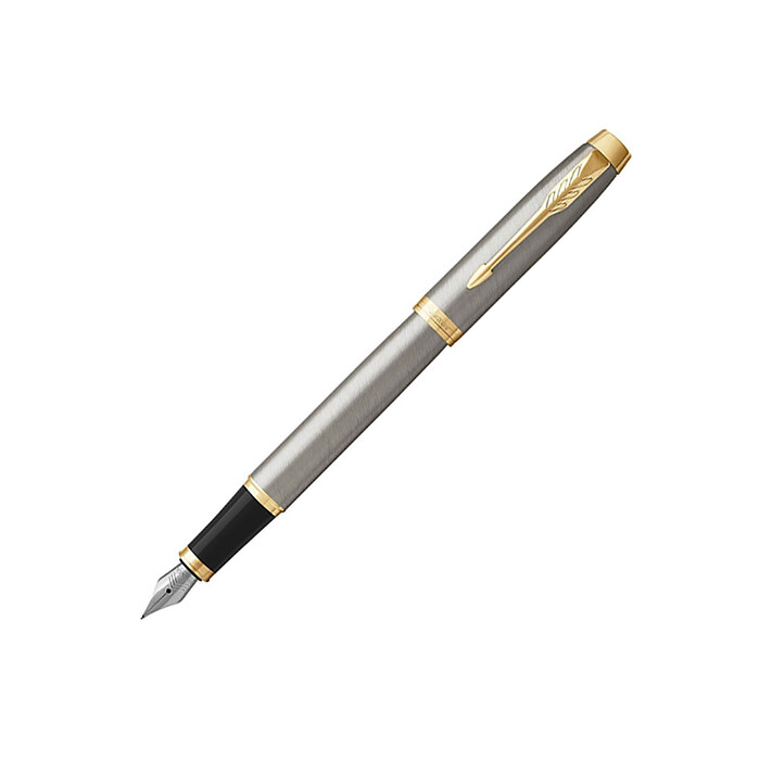 Перьевая ручка Parker IM Metal Brushed Metal GT, перо: F, цвет чернил: blue серебристый/золотистый OA-1931649 фото 1