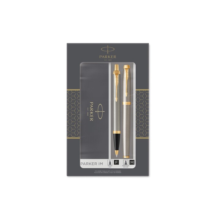 Набор «Parker IM Core Brushed Metal GT»: ручка шариковая, ручка роллер серебристый/черный/золотистый OA-2093217 фото 1