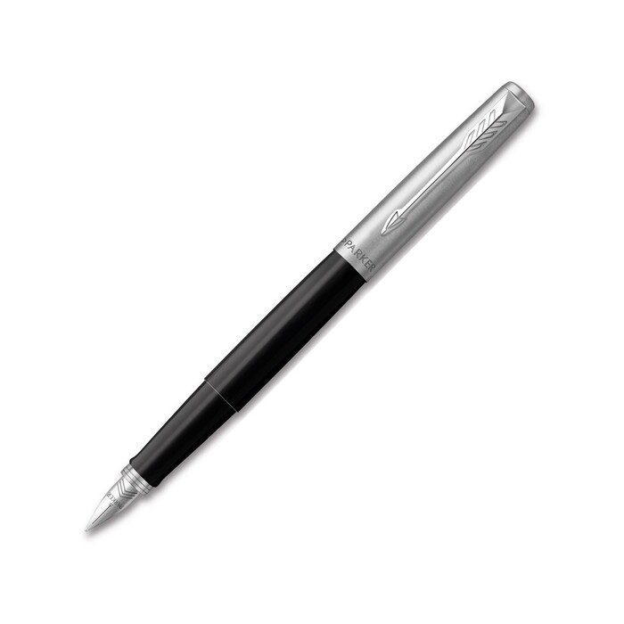 Перьевая ручка Parker Jotter Black CT, перо:F, цвет чернил: blue, в подарочной упаковке. черный/серебристый OA-2096894 фото 1