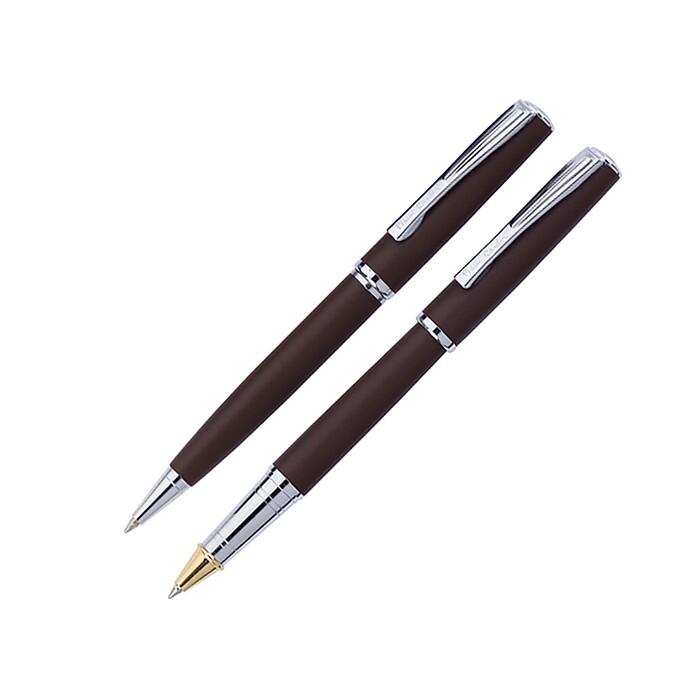 Набор Pierre Cardin PEN&PEN: ручка шариковая + роллер. Цвет - коричневый матовый. Упаковка Е. темно-коричневый OA-417740 фото 1