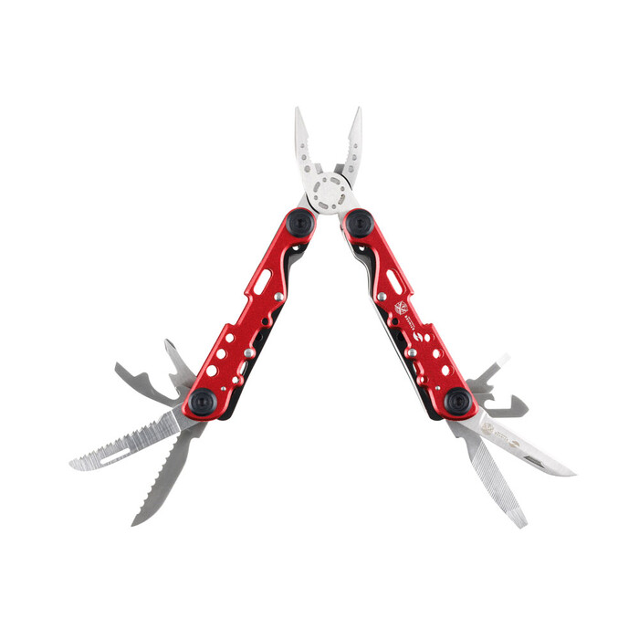 Мультитул Stinger, 105x40 мм, 13 функций, сталь, красно-серебристый, в комплекте нейлоновый чехол красный, серебристый OA-441101 фото 1