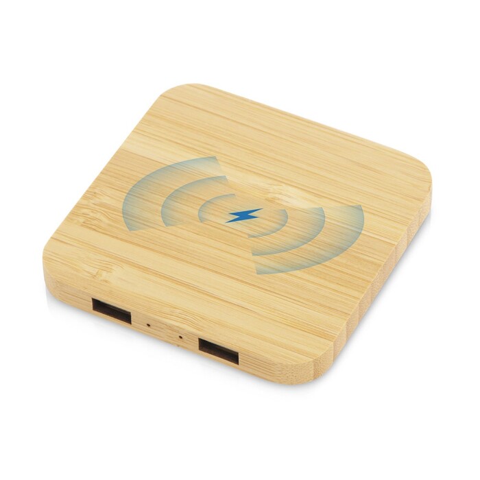 USB-хаб с беспроводной зарядкой из бамбука Plato натуральный OA-591075 фото 1