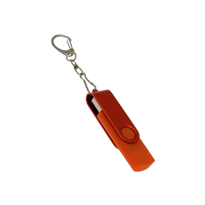 USB-флешка на 16 Гб 2 в 1 поворотный механизм, c дополнительным разъемом Type-C с одноцветным металлическим клипом, оранжевый OA-6137.16.08 фото 1
