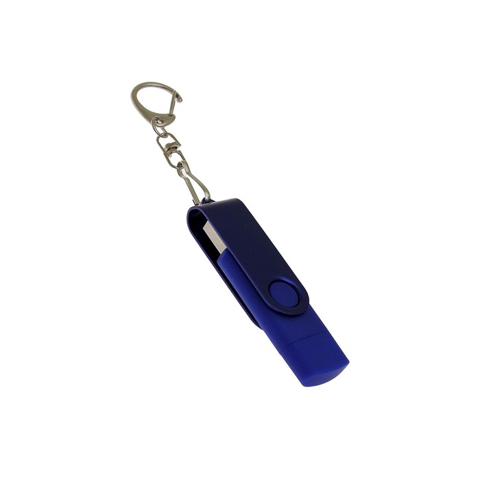 USB-флешка на 32 Гб 2 в 1 поворотный механизм, c дополнительным разъемом Type-C с одноцветным металлическим клипом, синий OA-6138.32.02 фото 1