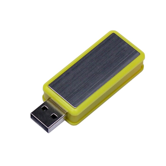 USB-флешка промо на 32 Гб прямоугольной формы, выдвижной механизм, желтый OA-6534.32.04 фото 1