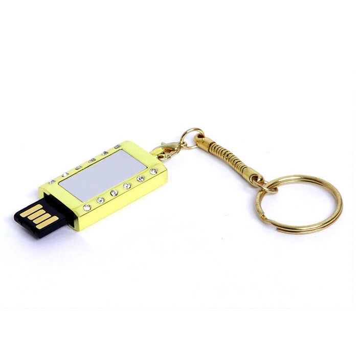 USB-флешка на 8 Гб в виде "Кулона" с кристаллами, мини чип, золотой серебристый/золотистый OA-6591.8.05 фото 1