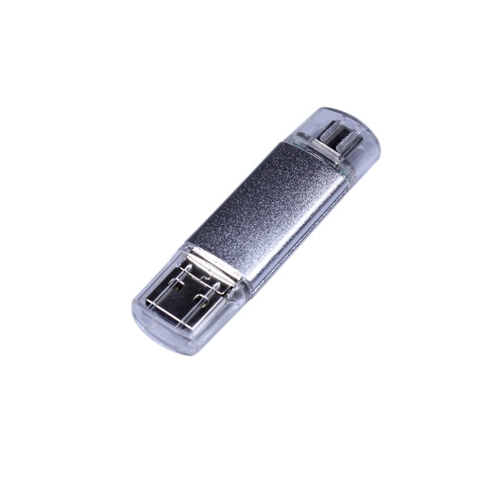 USB-флешка на 32 Гб c двумя дополнительными разъемами MicroUSB и TypeC, серебро серебристый OA-6595.32.00 фото 1