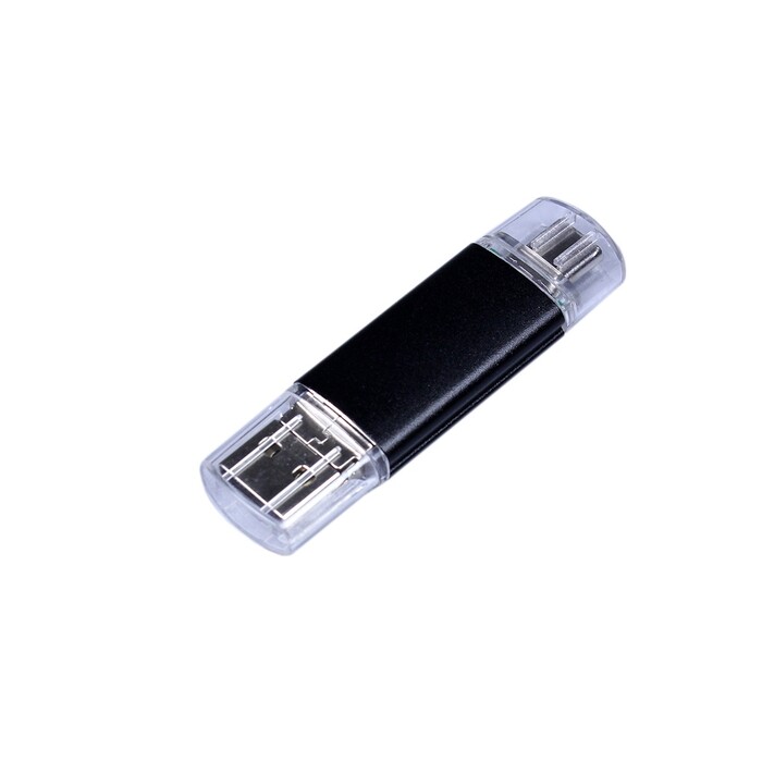 USB-флешка на 32 Гб c двумя дополнительными разъемами MicroUSB и TypeC, черный OA-6595.32.07 фото 1