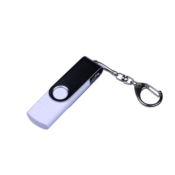 USB-флешка на 16 Гб поворотный механизм, c двумя дополнительными разъемами MicroUSB и TypeC, белый OA-6596.16.06 фото 1