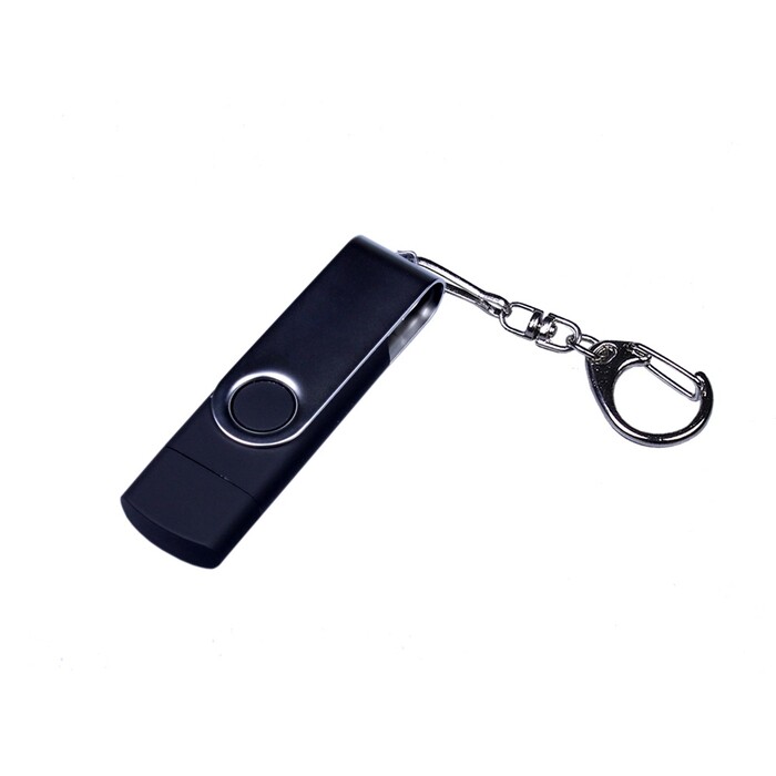 USB-флешка на 16 Гб поворотный механизм, c двумя дополнительными разъемами MicroUSB и TypeC, черный OA-6596.16.07 фото 1
