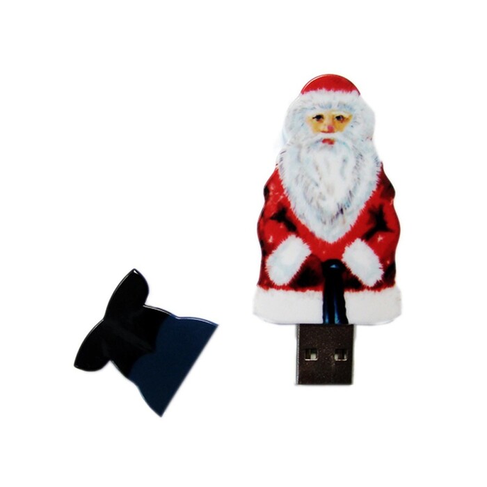USB-флешка на 64 ГБ Дед Мороз Santa под нанесение, белый красный, белый, черный OA-6598.64.06 фото 1