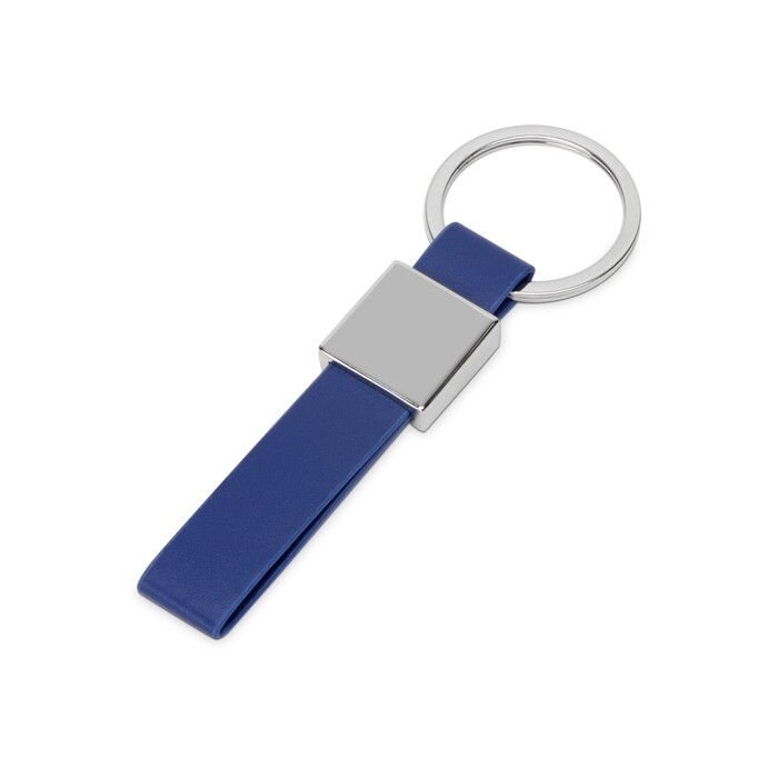Брелок из металла и иск.кожи "Strap", серебристый/темно-синий OA-701822 фото 1