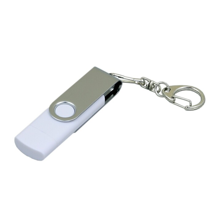 Флешка с  поворотным механизмом, c дополнительным разъемом Micro USB, 16 Гб, белый белый/серебристый OA-7030.16.06 фото 1