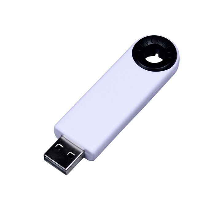USB-флешка промо на 32 Гб прямоугольной формы, выдвижной механизм, черный белый/черный OA-7135.32.07 фото 1