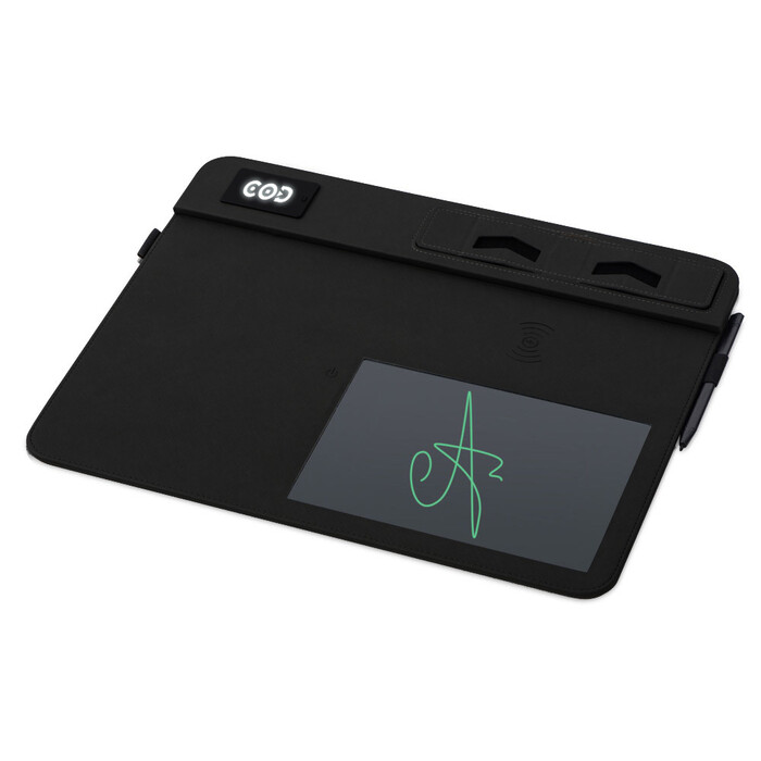 Многофункциональный коврик для мыши «Multi Pad» с беспроводной зарядкой и LCD экраном, 10 Вт, черный OA-788725 фото 1
