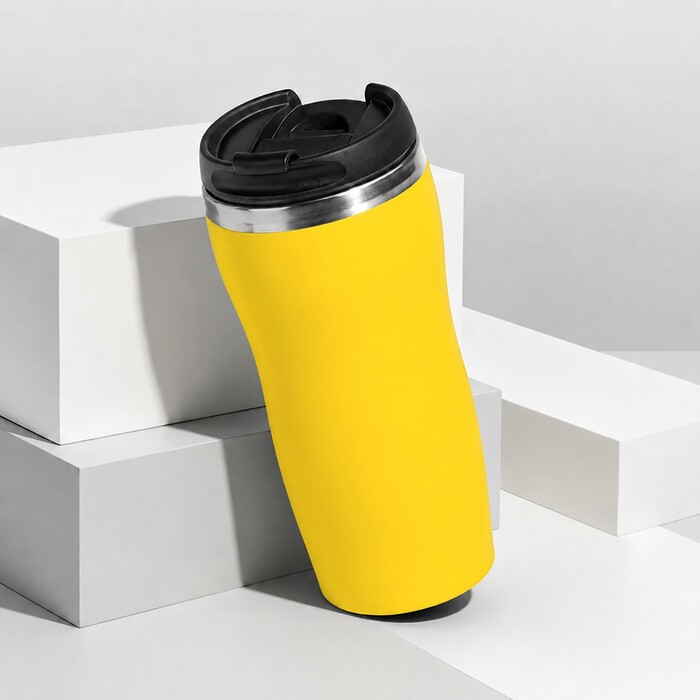 Термокружка "Double wall mug C1", soft touch, 350 мл, желтый OA-827004clr фото 1