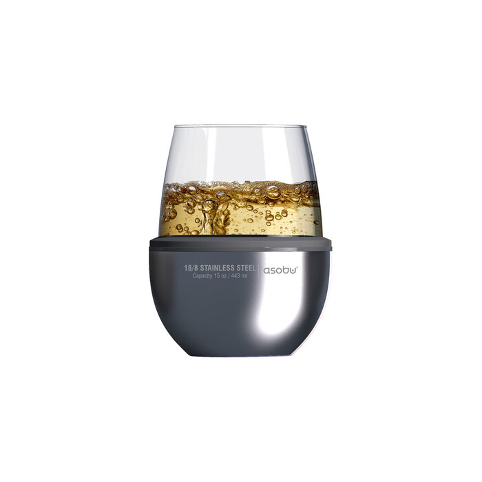 Тумблер для вина WINE KUZIE, серебристый OA-842039 фото 1