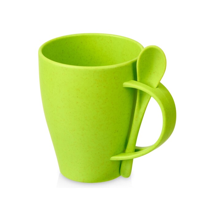 Пшеничная кружка Nina с ложкой, 300ml зеленое яблоко 375C OA-897313 фото 1