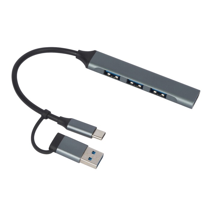 USB-хаб «Link» с коннектором 2-в-1 USB-C и USB-A, 2.0/3.0, серый OA-975650 фото 1